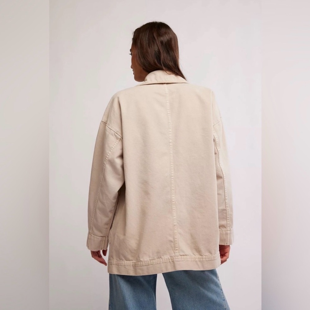 Free People We The Free Avery Chore Denim Jacket in Ivory Size XS NWT - Picture 10 of 12